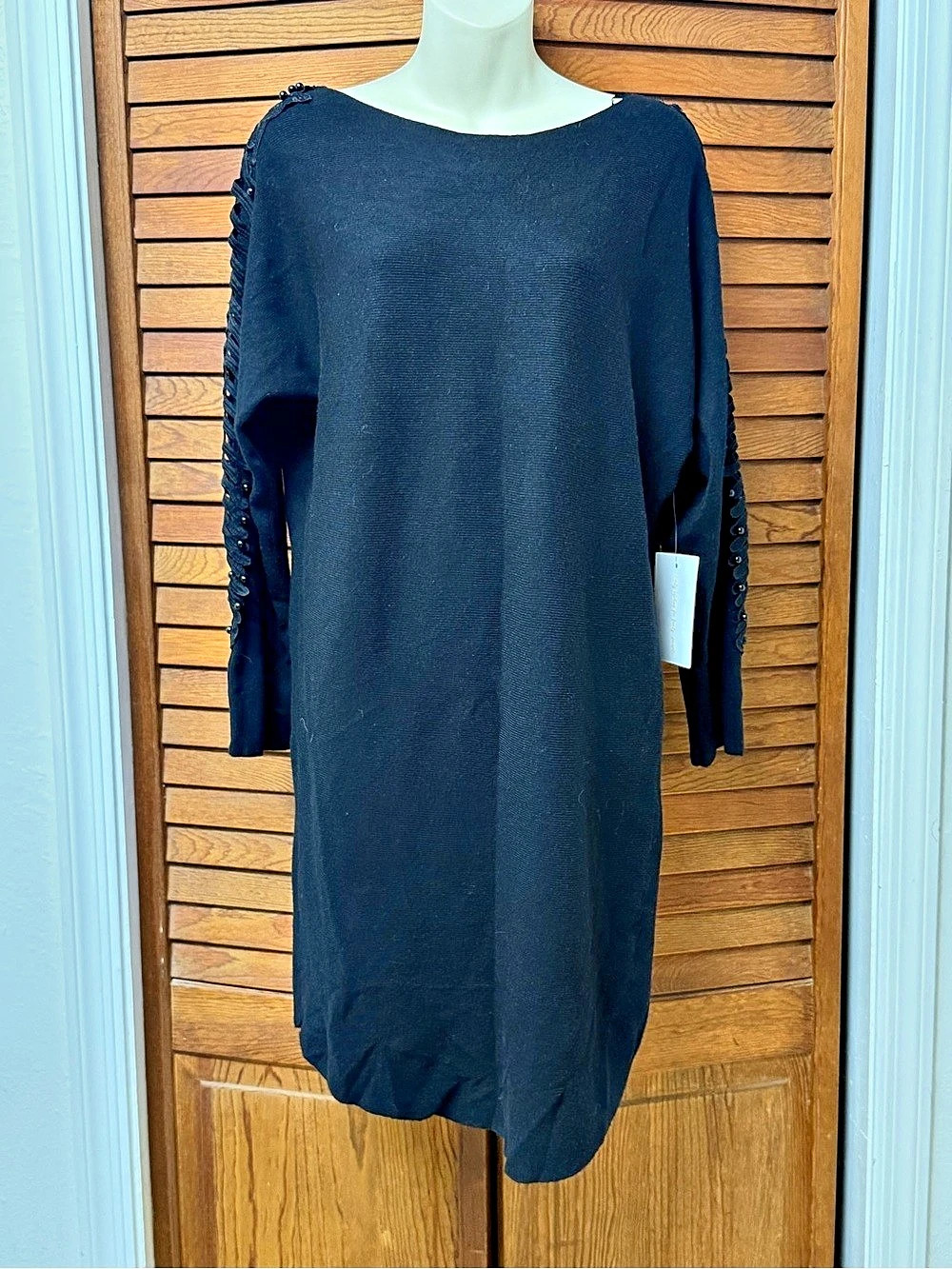 Black Sweater Dress With Lace-Up Sleeves NWT